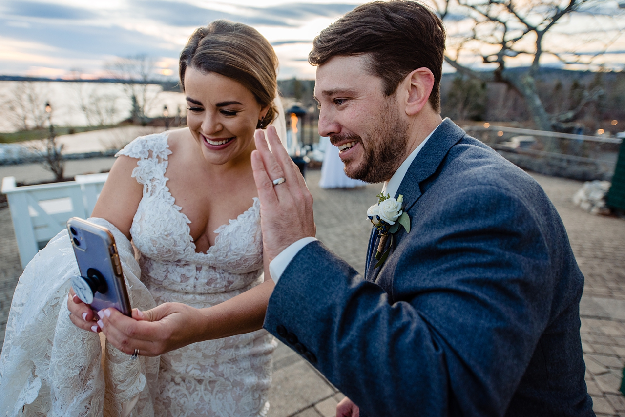 wedding couple zooming with guests